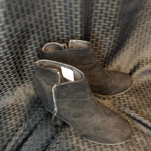 Black Wedge Ankle Booties - Picture 1 of 4
